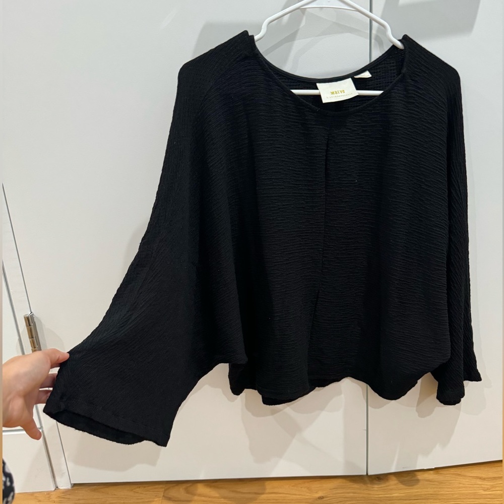 Maeve Anthropologie Claire black batwing pullover size medium - Picture 2 of 8